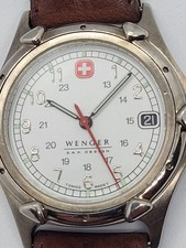 Reloj Wenger Swiss SAK raro 30 mm esfera blanca para mujer con ventana de fecha NEGRA.   (64)