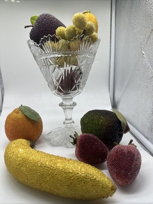 Vintage Beaded Sugared Fruit Grapes, Pears, Apples  Banana Strawberry Lemon 9