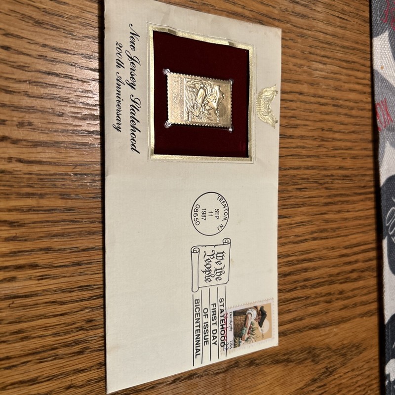 New Jersey Statehood 200th Anniversary First Day of Issue Stamp & Gold Replica