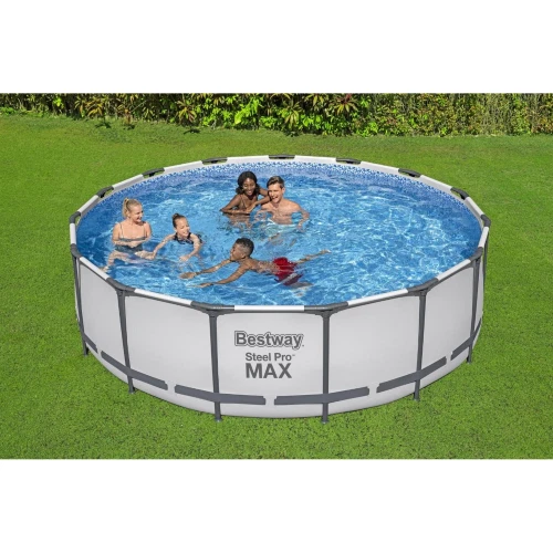 Bestway 56438 Steel Pro MAX Aufstellpool-Set, rund, Ø 457 x 122 cm, Grau - Bild 2 von 4