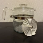 Vintage Pyrex Flameware Glass Percolator 6 Cup Coffee Pot, Plate, Lid Only 7756B