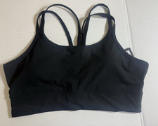 Fabletics Principal Longline Medium Impact Sports Bra XL Black NWT Strappy