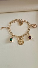 Vintage 9ct Yellow Gold Charm Bracelet with Heart Padlock & 5 Charms,19.05 grams