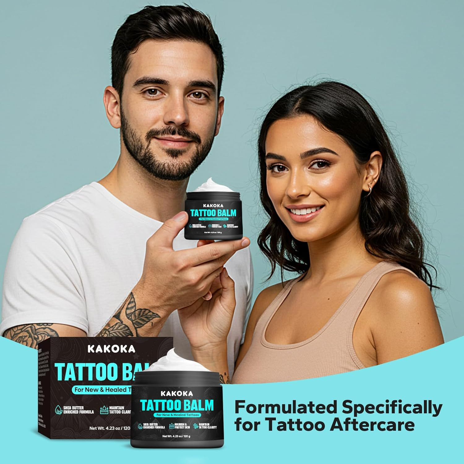 Tattoo Aftercare Balm (4.23 Oz), Tattoo Balm, Natural Shea Butter Formula Tattoo