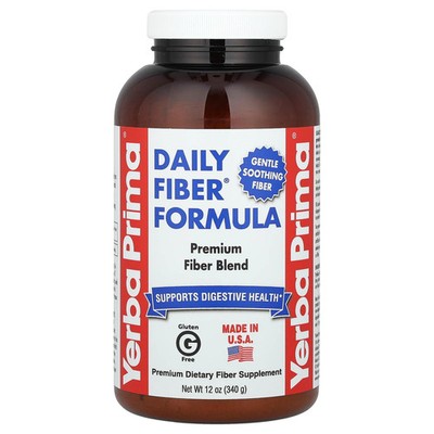 Yerba Prima Daily Fiber Formula 12 oz 340 g All-Natural, GMP Quality Assured