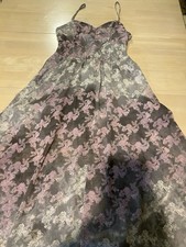 Princess Vera Wang Gray/Pink Floral Chiffon Maxi Dress Sweetheart Neckline M