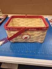 Longaberger 1996 Christmas Basket Small Woven Stocking Holiday Decor Vintage USA