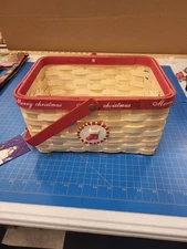 Longaberger 1996 Christmas Basket Small Woven Stocking Holiday Decor Vintage USA