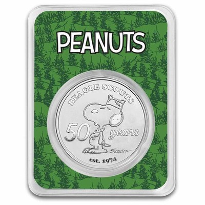 Peanuts  Beagle Scouts 50th Anniversary 1 oz Silver in TEP