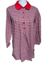Vintage VICTORIAS SECRET COUNTRY Sleep Night Shirt Red Plaid Sz XS NEW