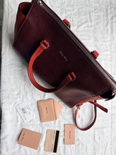 Borsa a tracolla Miu Miu Madras zip top 2 vie bicolore rosso bordeaux pelle