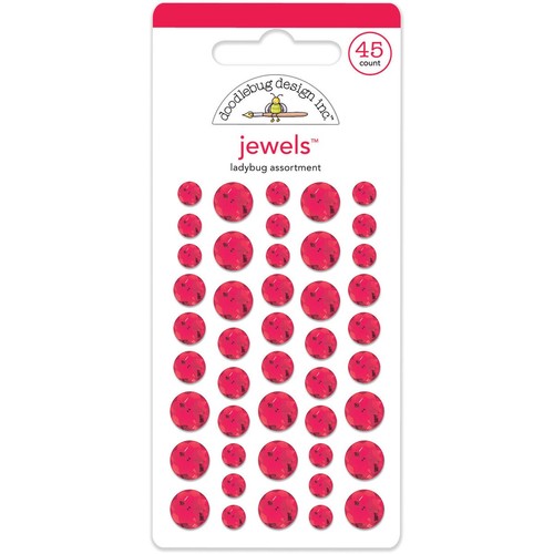 Doodlebug Adhesive Jewels 6mm, 8mm & 10mm 45/Pkg-Ladybug JEWEL-3504
