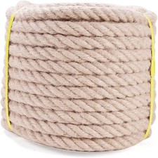 Jute Rope - Twisted Manila Natural Thick Hemp 1/2 inch x 50 FT, Wood Color