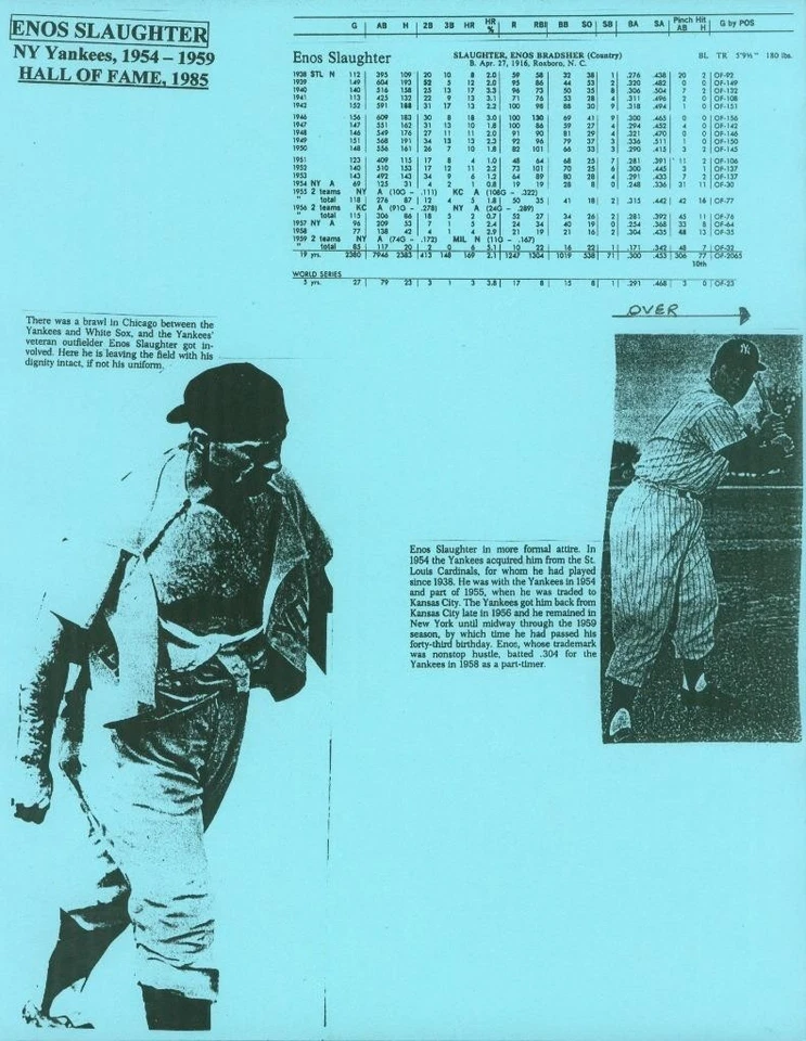 312, Enos Slaughter HOF, Original Signed/Autograph, Index Card, Yankees, 1954-59 - Image 3 of 4