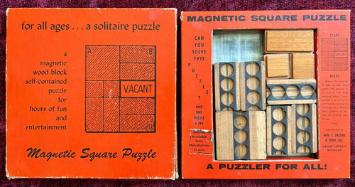 Vintage Magnetic Square Puzzle OVP Solitaire Puzzle Wm. F. Drueke - Bild 1 von 4