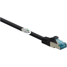 Image of Renkforce RF-5047482 Cable Patch RJ45 CAT 6A S/FTP Black Flame-retardant 0.25