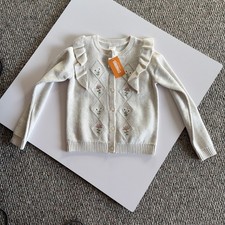 Gymboree Girls Cardigan With Ruffle Detail And Embroidered Flowers Size 6