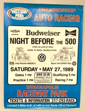 Vintage 1989 Budweiser Night Before The 500 IRP Indianapolis Raceway Park Racing
