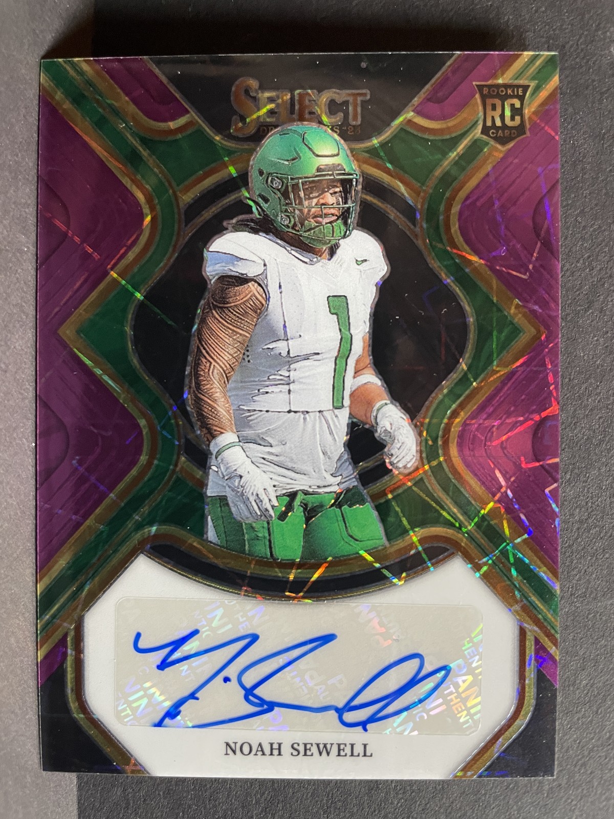 Noah Sewell Panini Select Draft Picks Rookie Signatures #RSNSE Purple Lazer