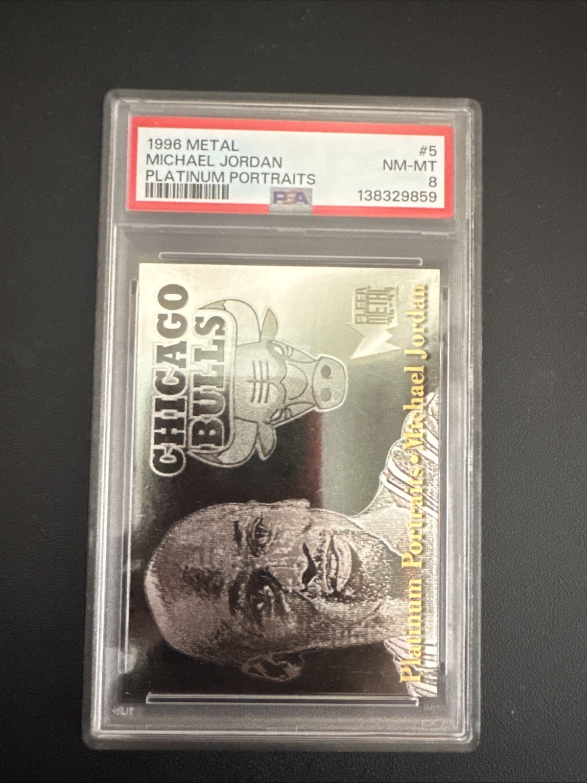 1996 Metal Michael Jordan Platinum Portraits #5 PSA 8 NM-MT Chicago Bulls Rare C