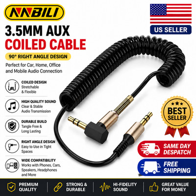 3.5mm Male to Male AUX Cable Cord L-Shaped Right Angle Car Audio Headphone Lot