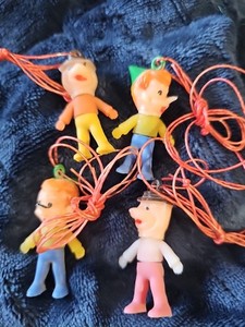 4 Pcs COLLECTIBLE PLASTIC ELF CHILD'S NECKLACE 2 INCH TALL