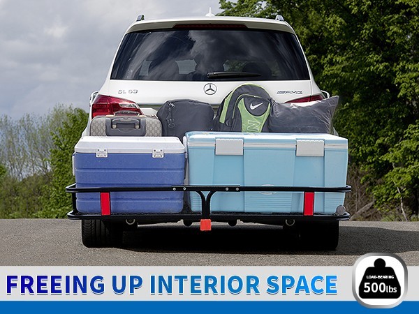 Cargo Carrier Hitch Mount Folding Cargo Basket Rack 500lb For Car SUV Camping