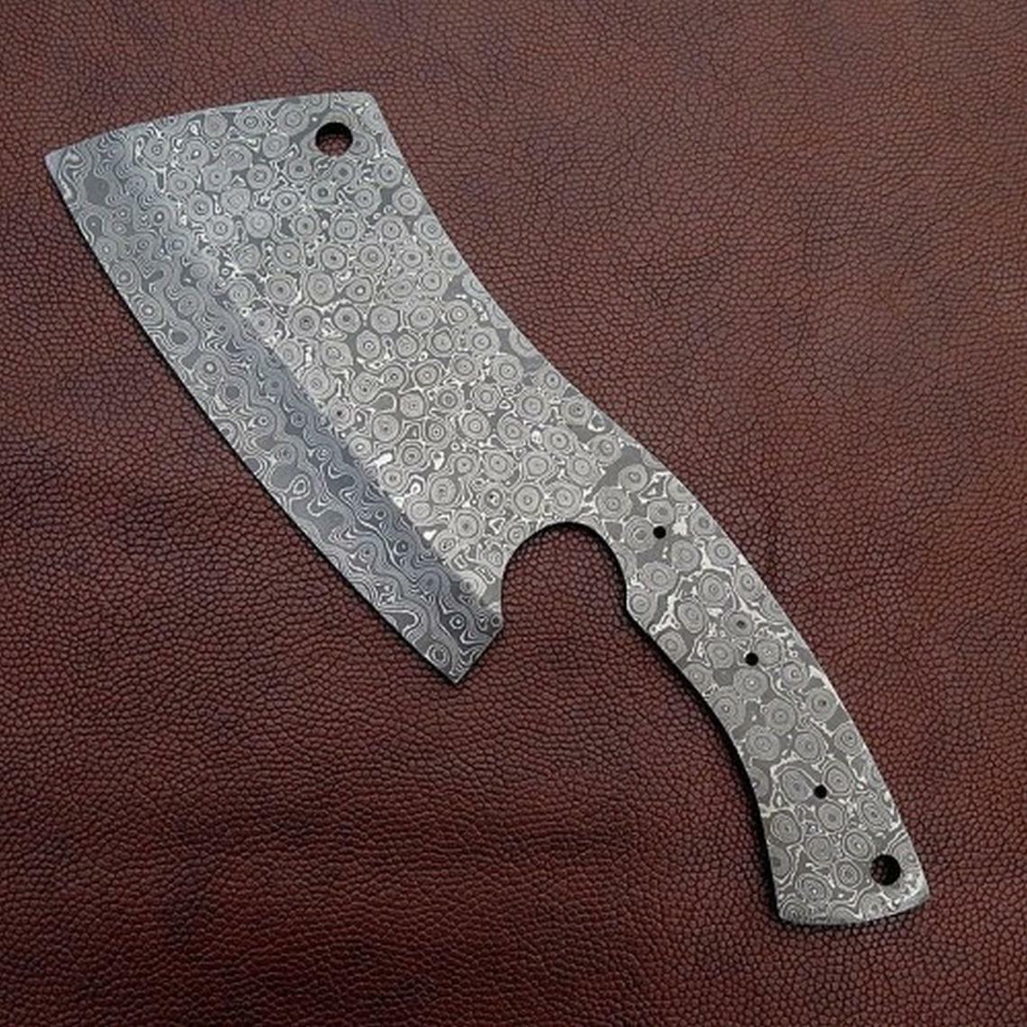 9" Custom And Handmade Damascus Steel Blank Blade Chef Cleaver / Chopper Knife