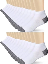 Mens 3-12 Pairs 2-Tone White Athletic Cotton Socks Ankle Low Cut Size 9-11 10-13