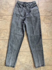 Vintage 80s PS Gitano Black Jeans Pleated High Rise 12 Long Mom Stone Washed