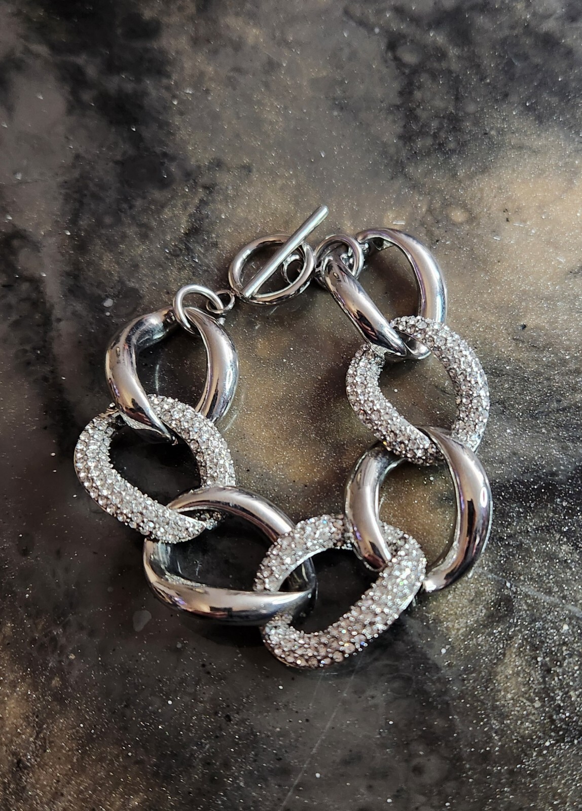 Statement Silvertone Loops Rhinestones Necklace A… - image 6