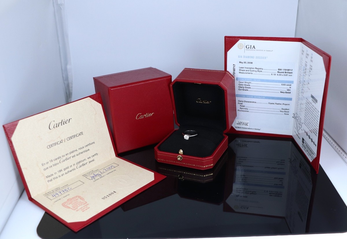 ★SALE★【Cartier】１８９５　リング　プラチナ　９号　1621 $15,000 Cartier 0.93ct VS1 Round Diamond Solitaire 1895