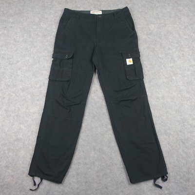 Carhartt Pants Mens 32x29 Black Cargo Work In Progress Tapered