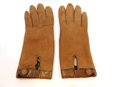  DESIGNER BROWN SOFT SUEDE WINTER GLOVES ACRYLIC LINING SIZE SMALL