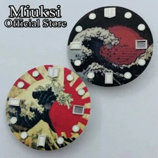 Miuksi 29mm watch dial super green luminous dial fit NH35 movement