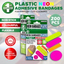 200Pcs Bandages Neon Assorted Sizes Flexible Absorbent First Aid 1st Care� AU