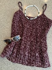 ABERCROMBIE FITCH New Wine Pleated Ditsy Floral Cami Tank Top NWT Sz S