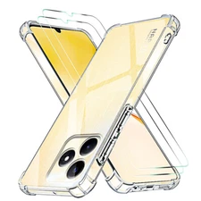 Screen Protector Glass + Clera Case for Realme Narzo N53 50 A I 50A 50I PRIME