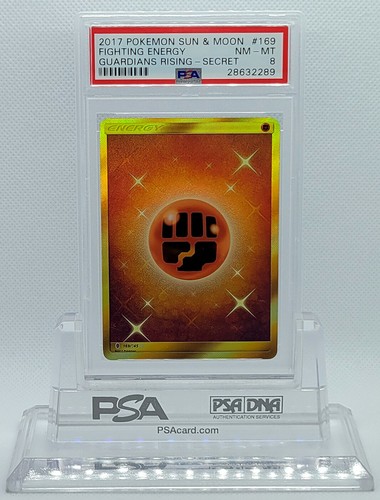 POKEMON GUARDIANS RISING FIGHTING ENERGY #169 SECRET RARE HOLO PSA 8 NM-MT #*