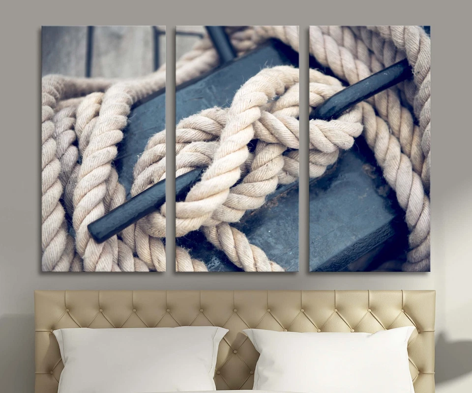 Nó náutico azul marinho lona ou pôster impressão casa de praia marinheiro decoração arte de parede - Imagem 3 de 4