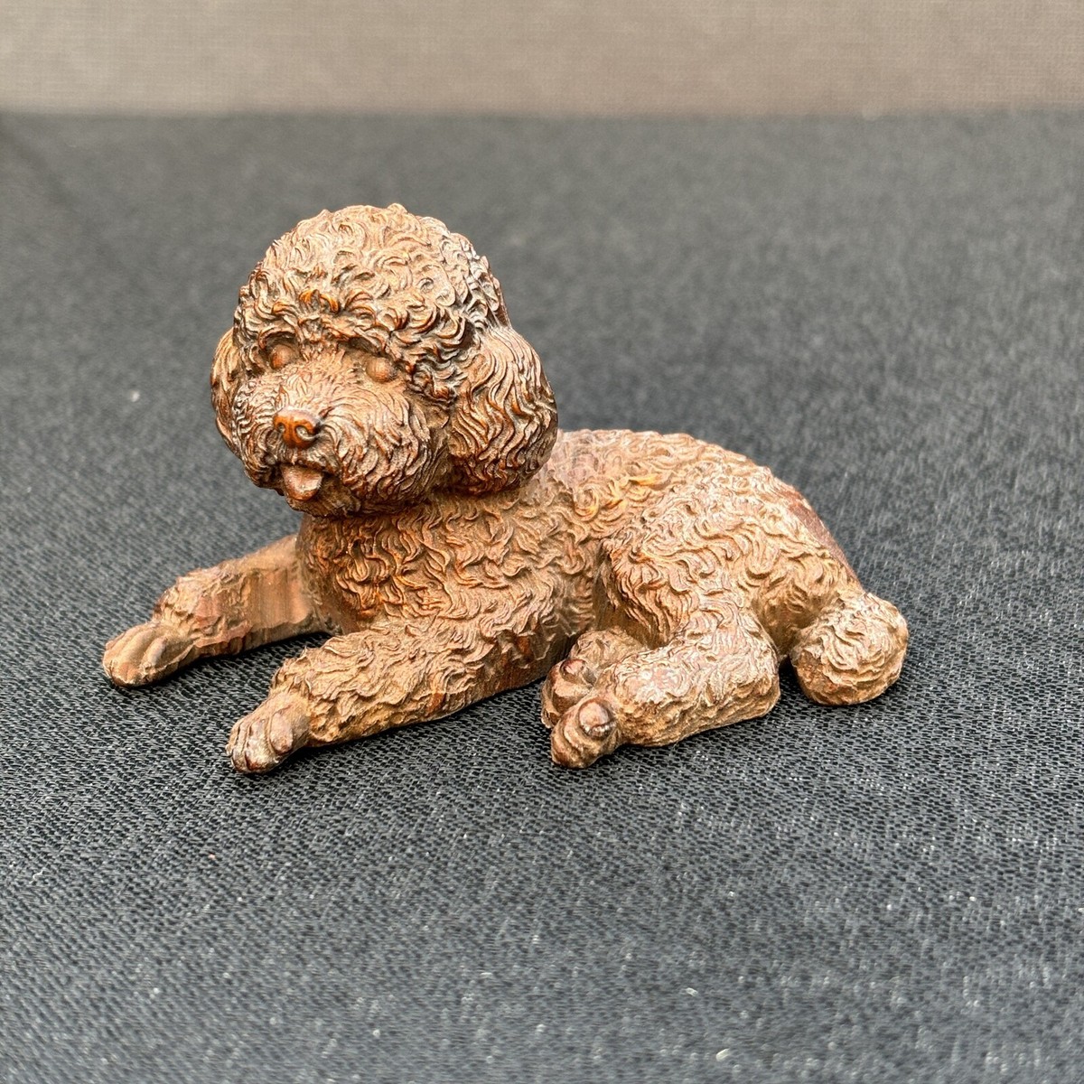 Wood Carving Home Arts Crafts Foo Dog Pet Toy Poodle Statue Kids