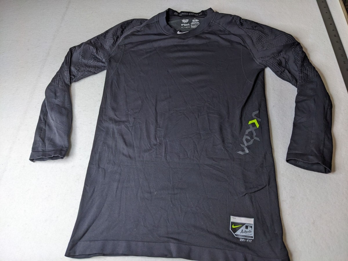 Nike Pro Combat shirt Mens Small Fitted Dri-Fit black streth slim fitted