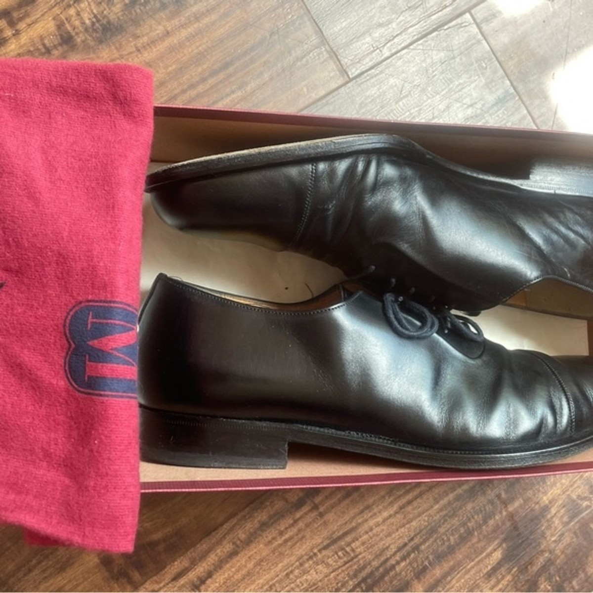 Bruno Magli Bologna Ricardo Oxford- Cap Toe Black Leather Shoe Italy Mens 10 M Bruno Magli Bologna Ricardo Oxford- Cap Toe Black Leather  main image 2