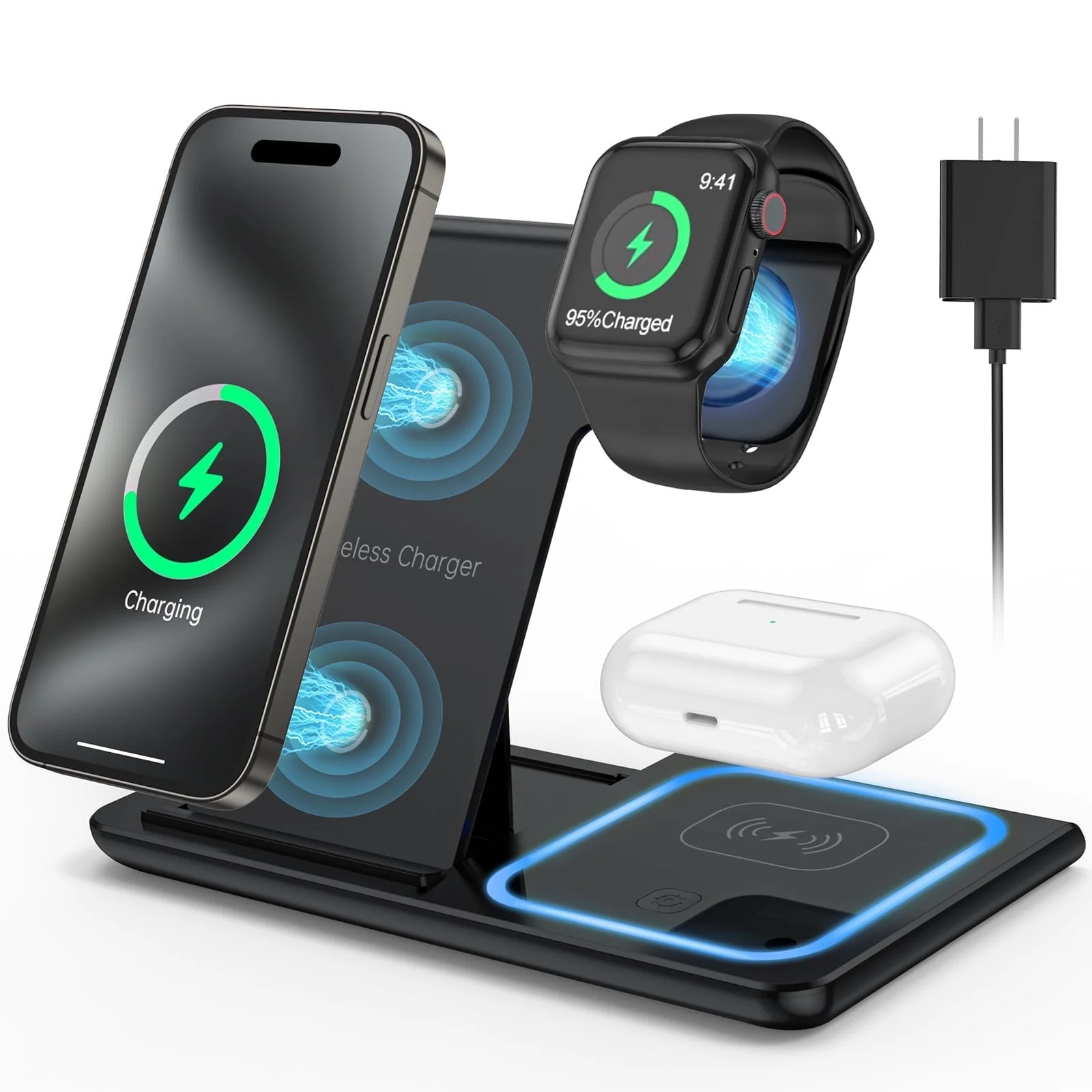 18W Fast Wireless Charging Pad Compatible with iPhone 16-11 and More-image