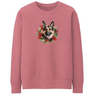Christmas German Shepherd Wreath Womens Sweatshirt Dog Owner Her Xmas Sweater...