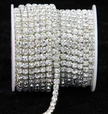 10 Yard Silver & Gold Glass Rhinestone DIY Close Chain Clear Trim Sewing Craft  