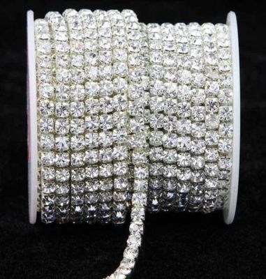 10 Yard Silver & Gold Glass Rhinestone DIY Close Chain Clear Trim Sewing Craft  