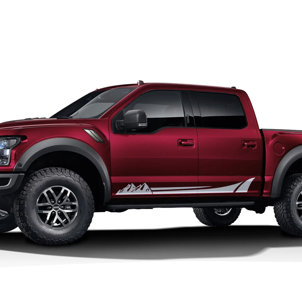 Calcomanía adhesiva a rayas con panel basculante de montaña de carreras de autos para camioneta Ford F150 Foto 3 de 4