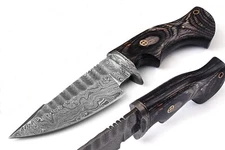 Handmade Damascus Hunting Knife 10" Rosewood Handle Custom Forged Bowie Bob Cat