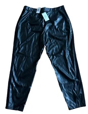 RTLS $100 HALSTON WOMENS SEXY FAUX LEATHER STRETCH BLACK PANTS SZ XXL
